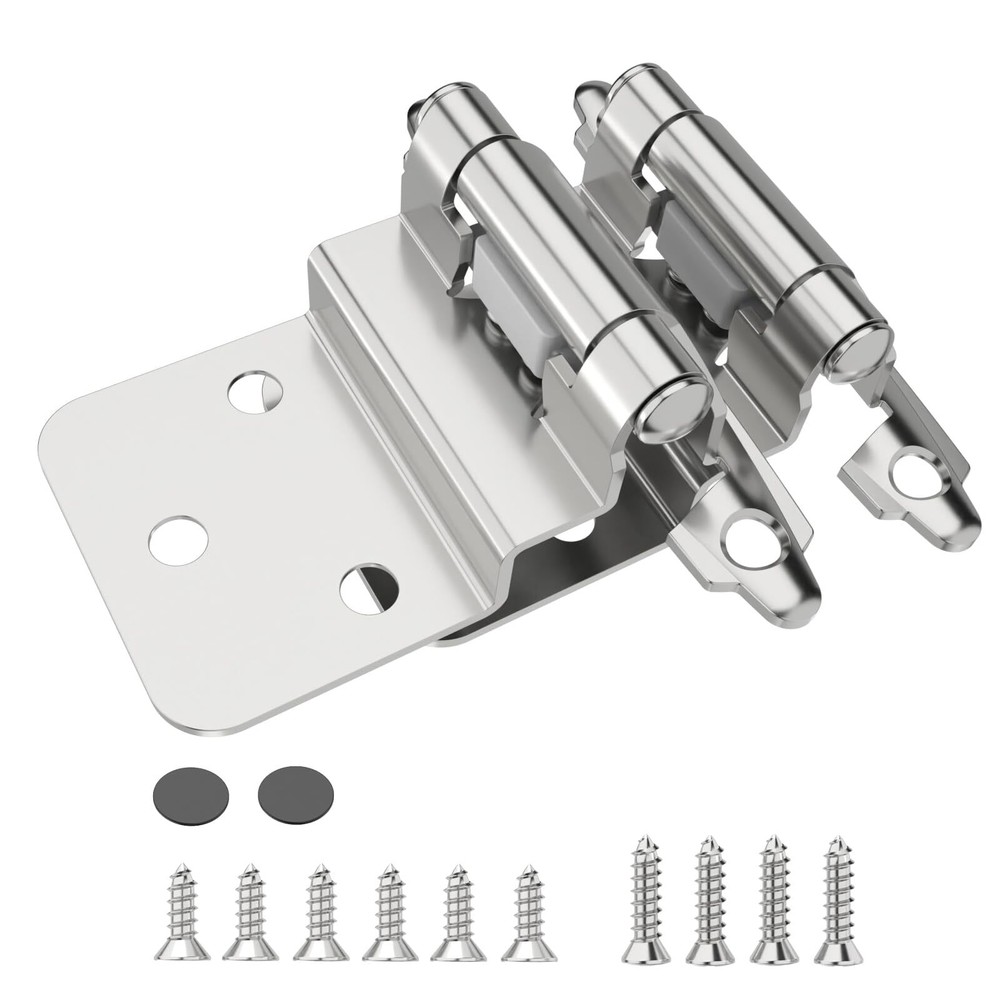 3/8 Inch Inset Cabinet Hinges, 50 Pack Self Closing Flush Face Mount Hinges w...