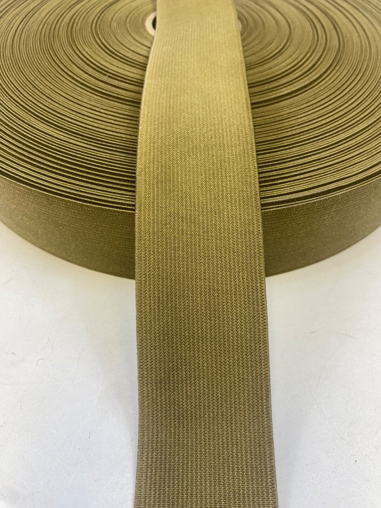 1.5 INCH Military Elastic Webbing MIL-W-5664 T-2 C-1 MilSpec - Per Yard KHAKI