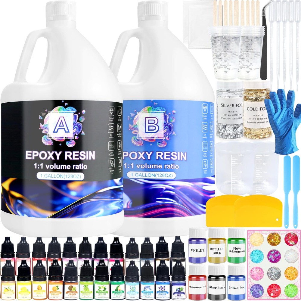 2 Gallon Clear High-Gloss Self-Leveling Epoxy Resin Kit for Crafts