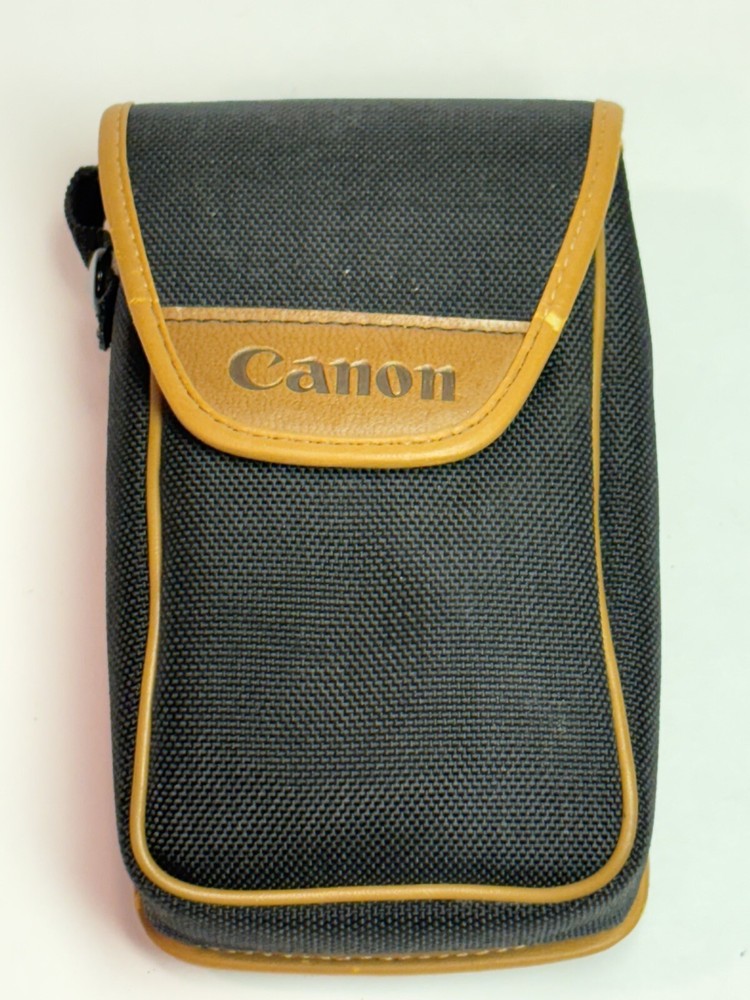 Vintage Canon Black Brown Vinyl Belt Loop Carrying Case for Compact Camera Japan