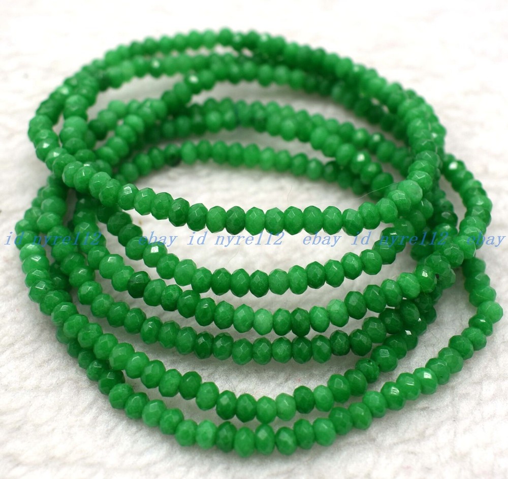 Wholesale Lot 6 Pcs Green Jade 2x4mm 7.5” Crystal Healing Stretch Bracelet
