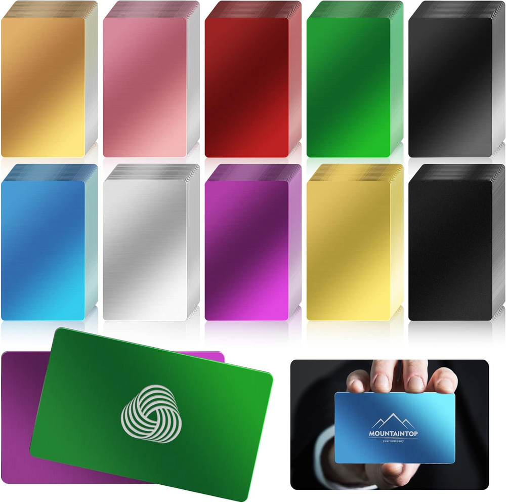 200 Pcs Metal Business Card Blanks, Colorful Aluminum Laser Engraving Blanks Mul