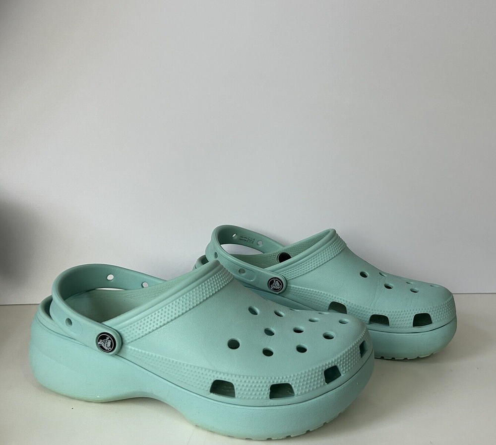 Crocs Iconic Platform Clogs in Teal Blue for Women Size 11