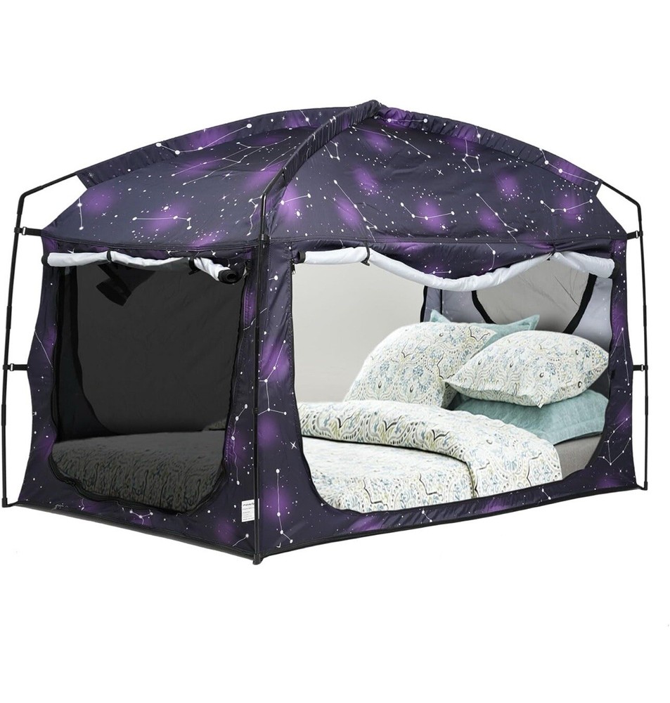 Full/Queen Bed Tent, Sleeping Bed Canopy,Blackout 90% Drapes for Kids