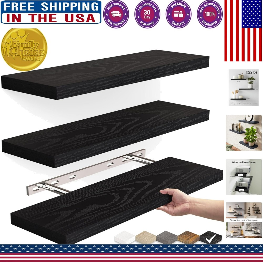 Versatile Rustic Wood Floating Shelves - 15.7