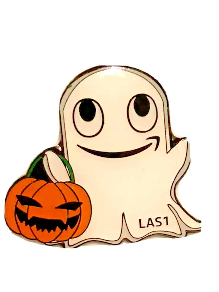 Ghost Trick-or-treating Amazon employee pin RARE /HTF