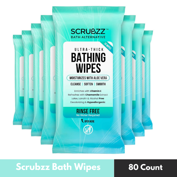 Extra Large Adult Bathing Shower  Wipes - Disposable Body 10 Count (80 Count)