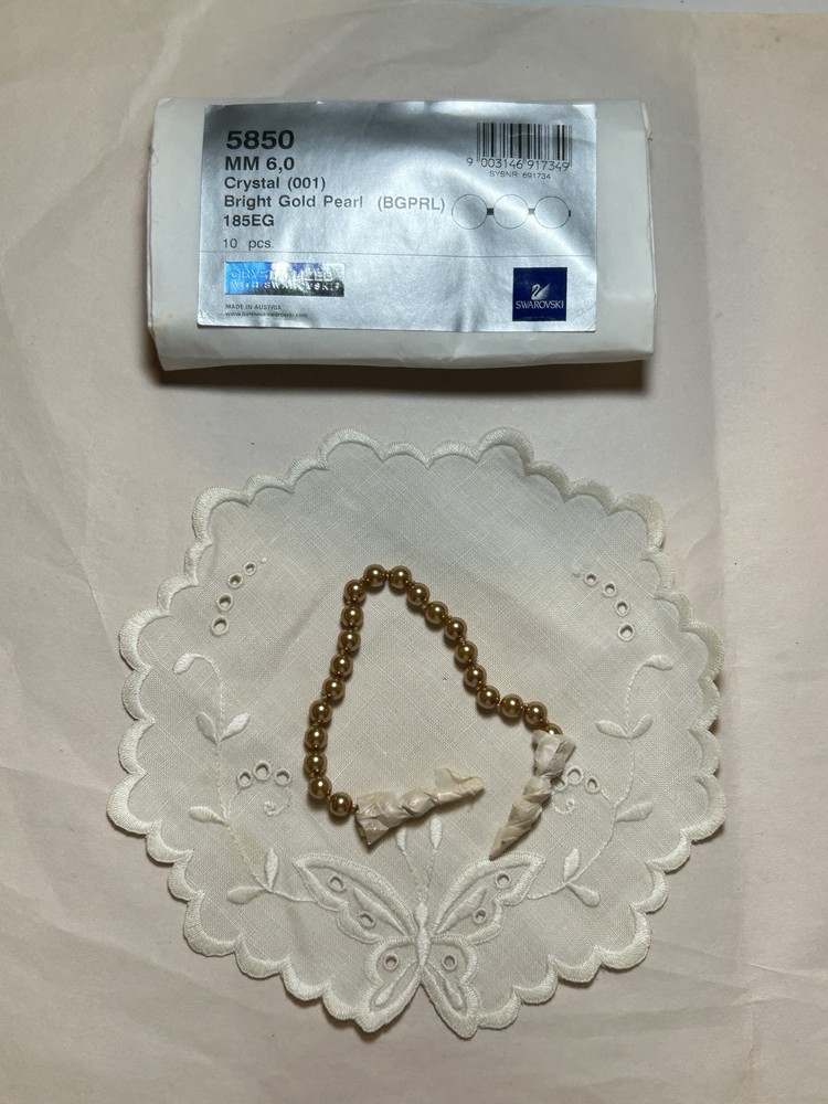 Swarovski MM6 0 Crystal Gold Pearl Strands Deadstock Factory Pack