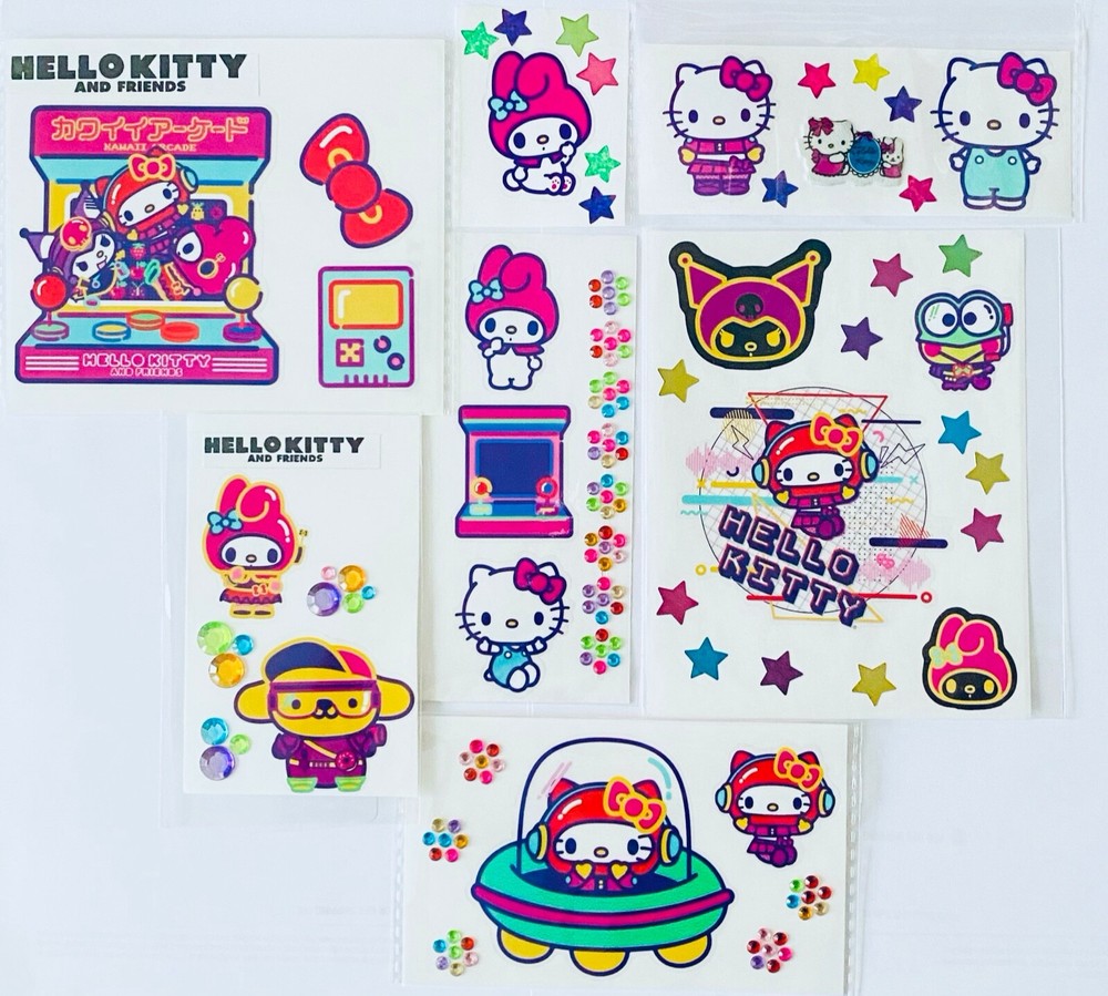 Hello Kitty Sanrio Retro Stickers Decal Gem Strawberry Scratch n Sniff Scent Lot