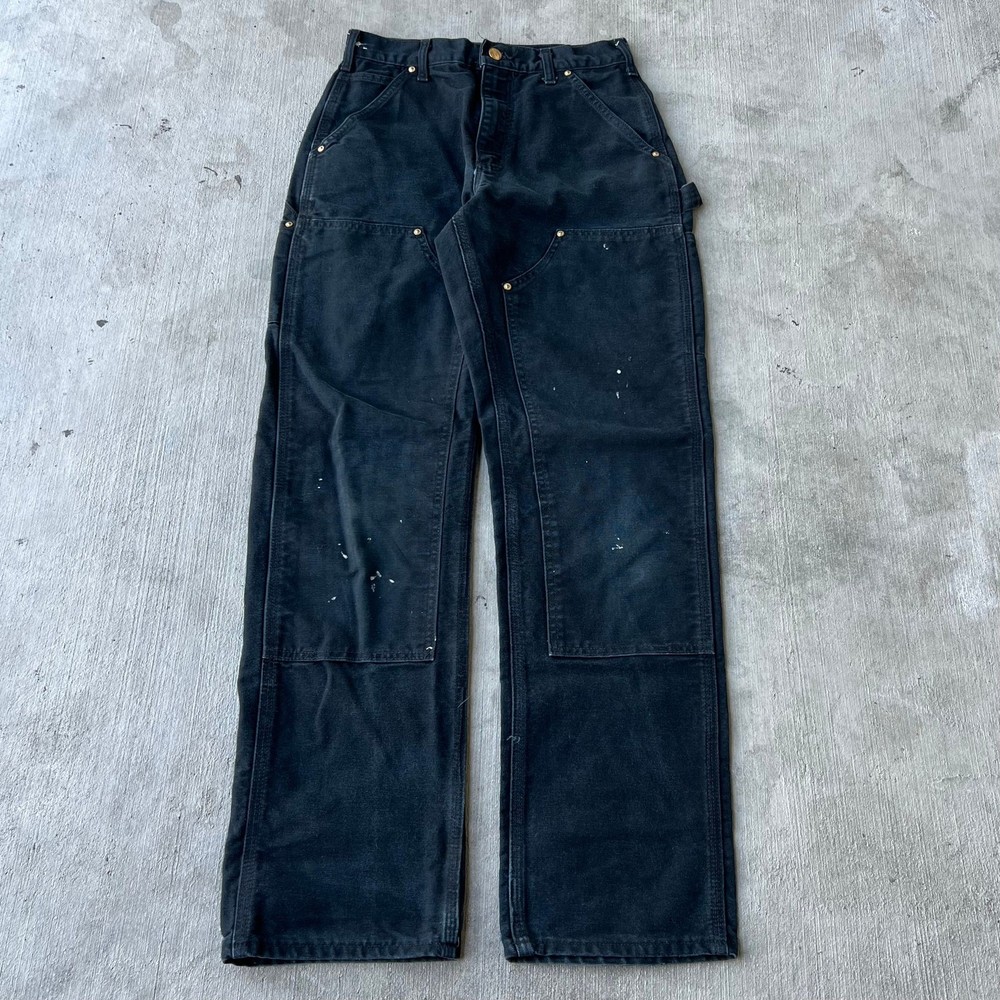 Vintage carhartt black y2k double knee work wear carpenter pants