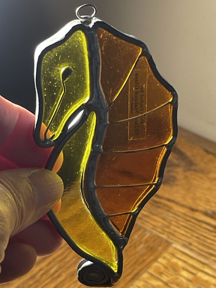 Tiffany Stained Glass Seahorse Suncatcher, Original Sticker