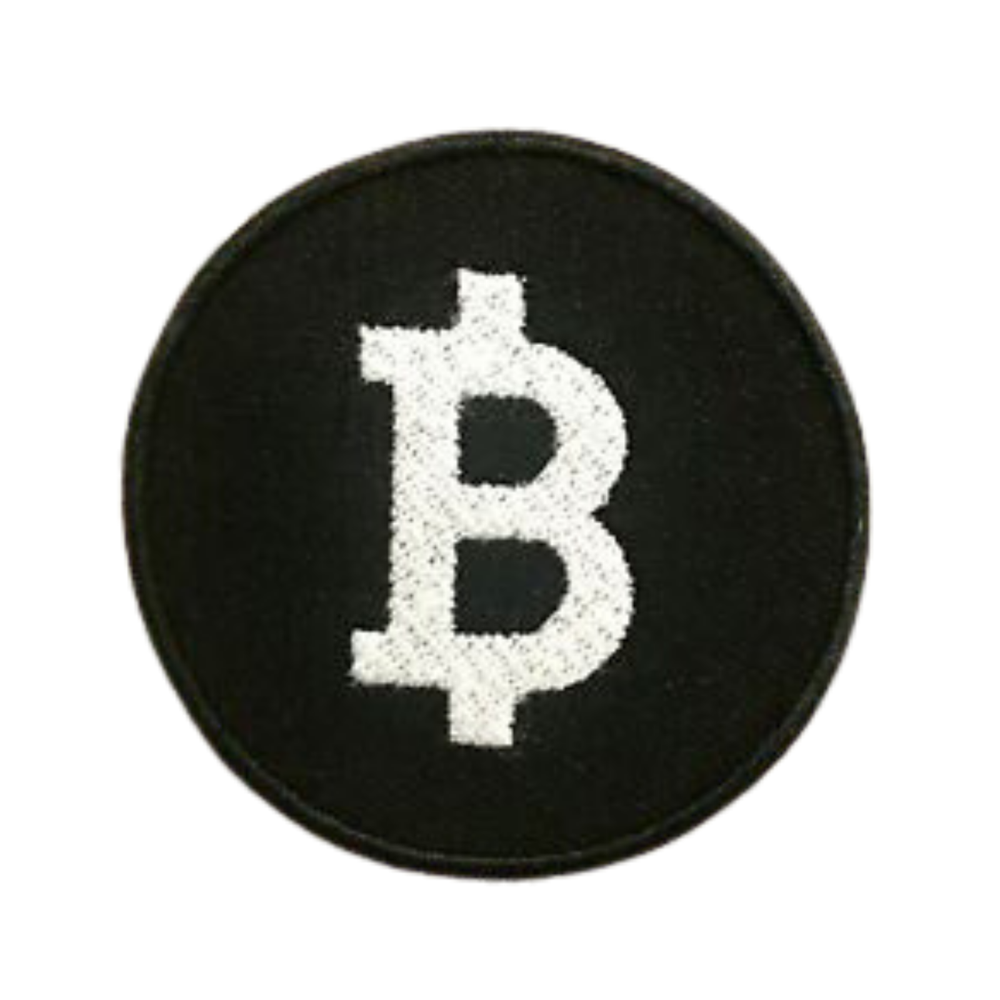 Bitcoin Black Embroidery Patch Iron On or Sew Cryptocurrency Logo  -image