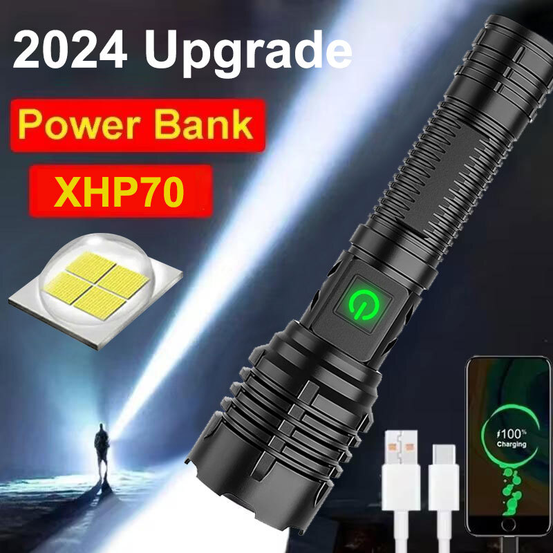 LED Flashlight Super Bright USB Rechargeable Tactical Work Light 350000000 Lumen