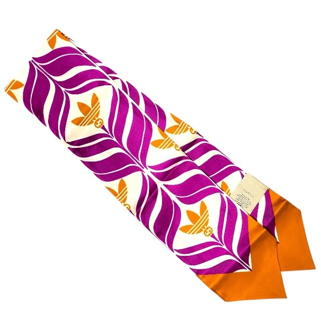 New GUCCI Adidas collaboration neck bow bandeau scarf silk pink orange
