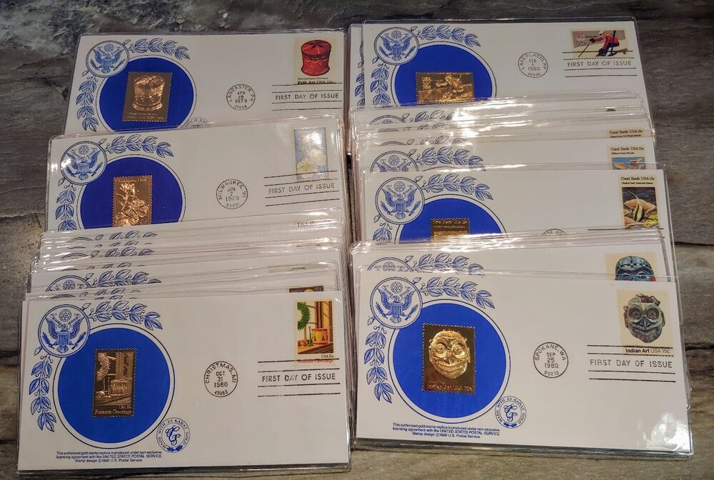 U.S. Commemorative First Day Cover Gold Collection. 53 FDC Envelopes Total