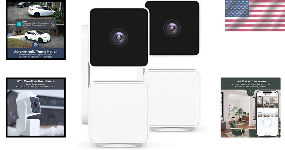Smart Home Surveillance Duo: 1080p Pan/Tilt/Zoom Camera with Color Night Vision