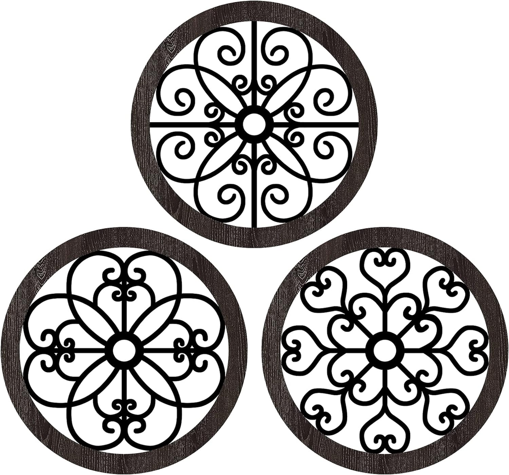 Blulu 3-Piece Thick Rustic Farmhouse Wood Wall Art Hanging Decor