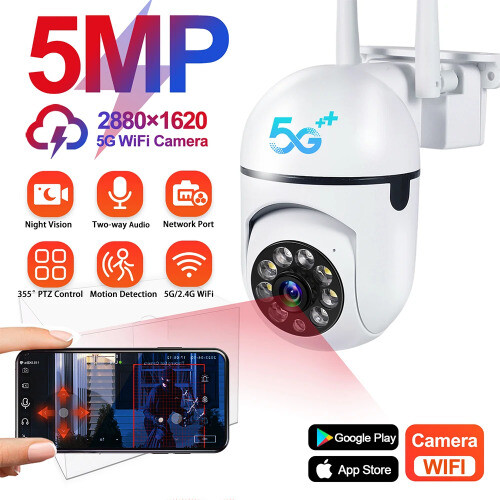 5G Wifi 5MP IP Smart SurveillanceCamera Human Tracking 4X Zoom Night VisionColor