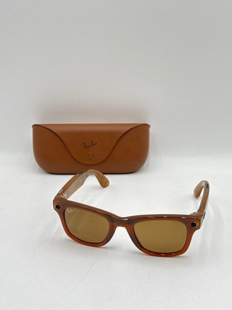 RAY-BAN Meta Wayfarer RW4006 Smart Sunglasses in Caramel Brown with Polarized Lenses