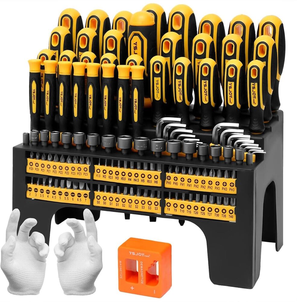 131-Piece Magnetic Screwdriver Set with Plastic Ranking  Includes Precision...