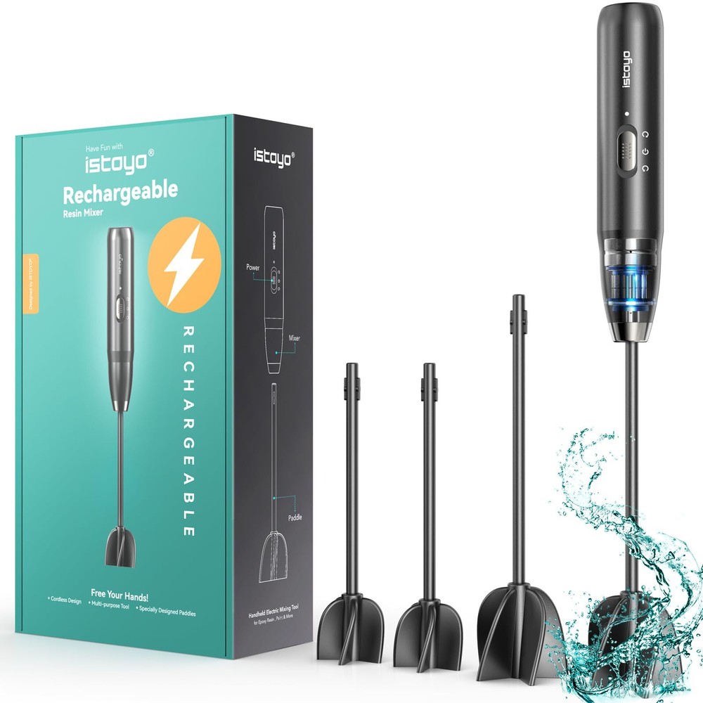 Rechargeable Epoxy Resin Mixer with 4 Blades for DIY Crafts and Art