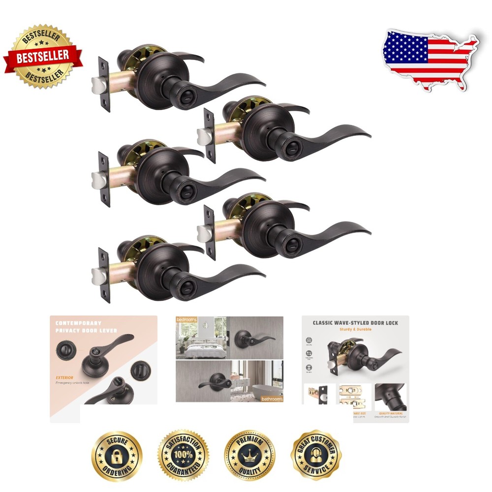 Upgrade with a 5-Pack Oil Rubbed Bronze Privacy Door Knob Set