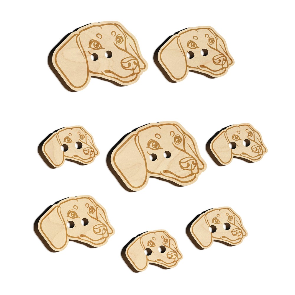 Dachshund Dog Head Wood Buttons for Sewing Knitting Crochet DIY Craft