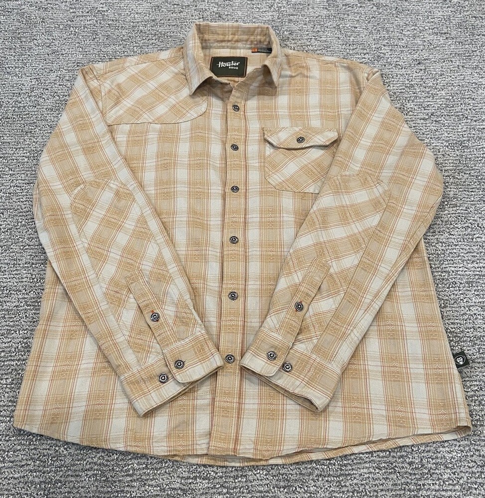 Howler Bros Plaid Flannel Shooting Jacket Shirt Large Polyester Blend Outdoor Style