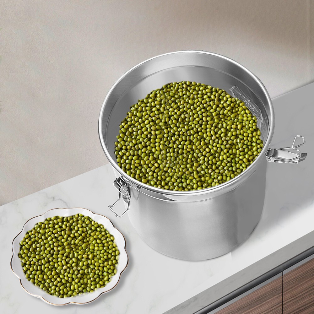 6L Stainless Steel Metal Kitchen Rice Storage Bucket Cereal Container with Lid