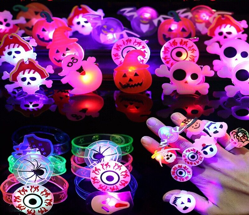 Cross-Border Christmas Halloween Luminous Necklace Brooch Watch Ring Set-image