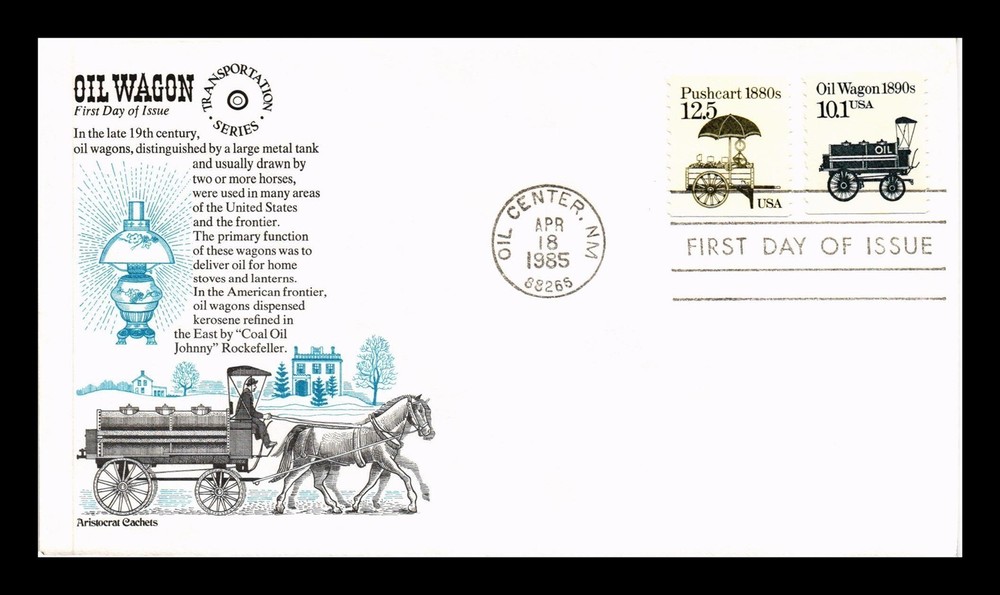 DR Jim Stamps US Oil Wagon Transportation Series FDC Combo Aristocrat Cover