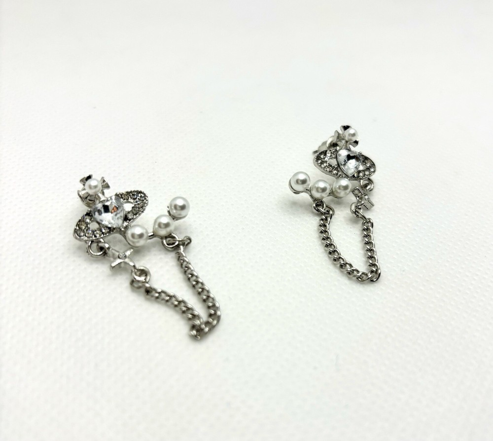 Vivienne Westwood Silver, Crystal & Pearl Stud With Dangle earrings