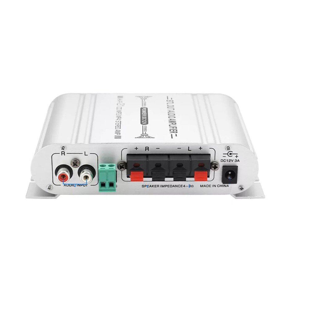 12V Mini Stereo Amplifier 2.1 Channel HiFi Bass Power Amp for Car Home Audio