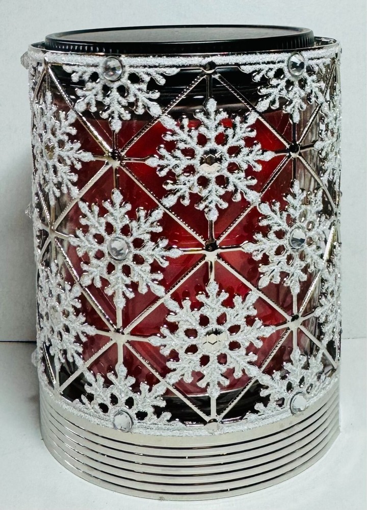 NEW *GEO SNOWFLAKES* Single wick Candle Holder Bath & Body Works FREE SHIP