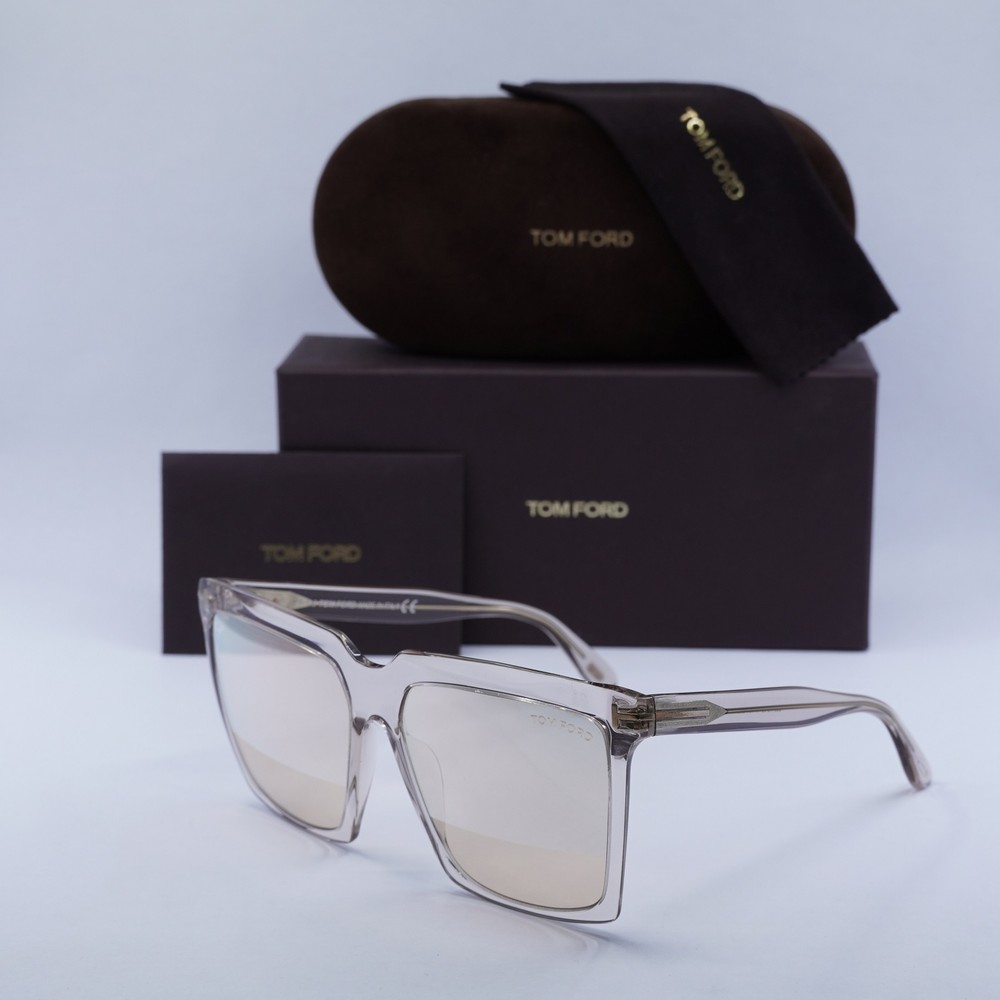 TOM FORD FT0764 Light Sand Rose Gold Sunglasses 58-16-140 Transparent Mirror Design