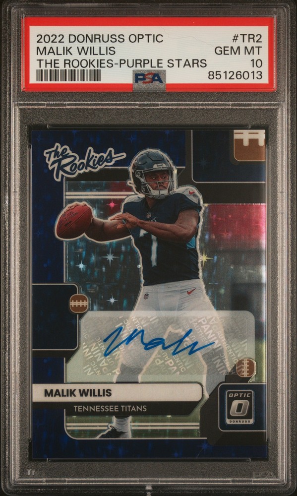 2022 Panini Donruss Optic Malik Willis #TR2 Purple Stars Auto /25 PSA 10
