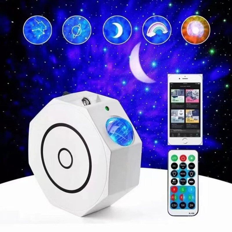 Cross-Border Colorful Atmosphere Octagonal Starry Sky Bluetooth Projection Lamp-image