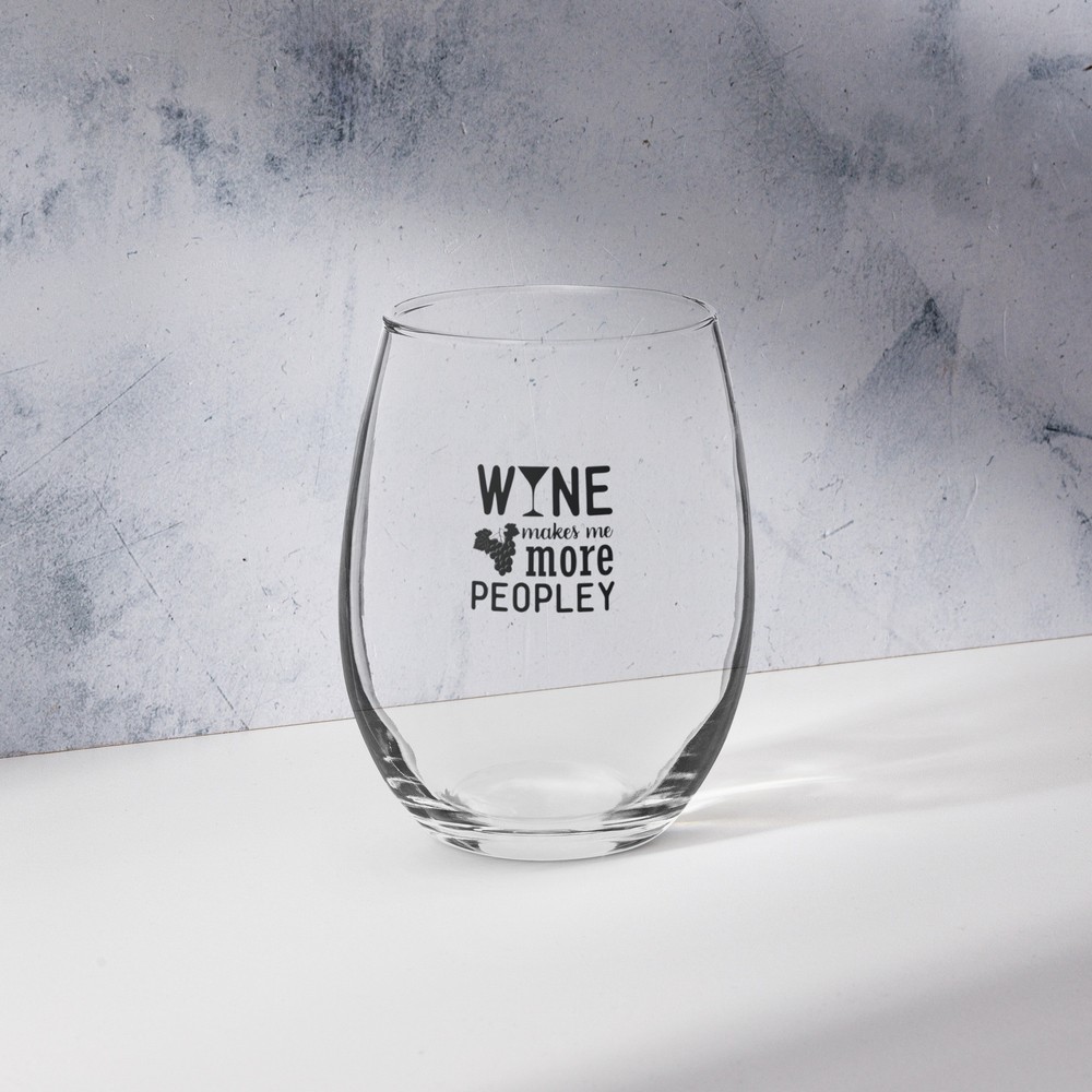 Wine Makes Me Peopley Stemless Wine Glass for Fun Social Drinking