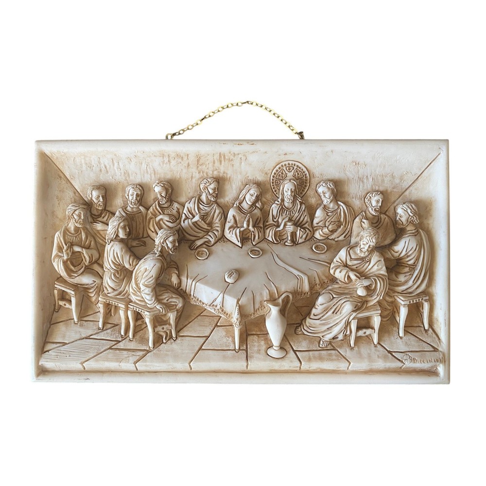Vintage 3D Last Supper Raised Relief Plaque by Diccini - Handcrafted in Italy  
