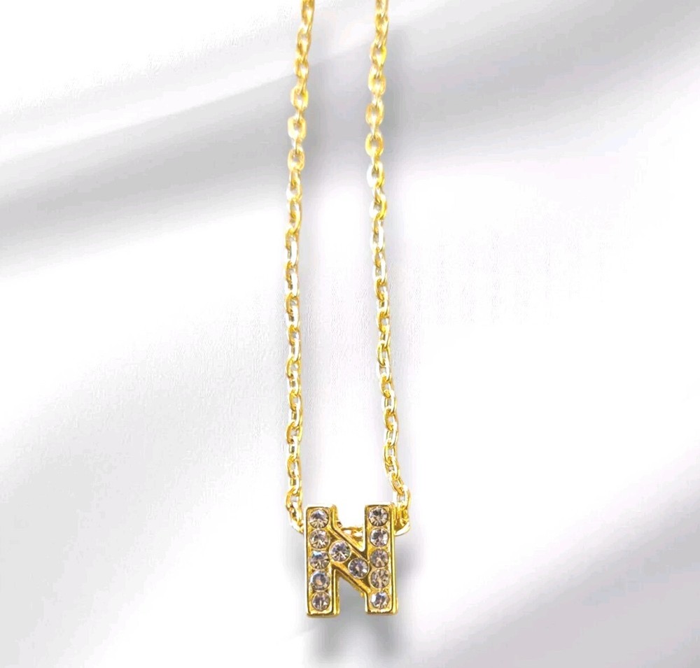 Letter N Crystal Alphabet Letter Necklace
