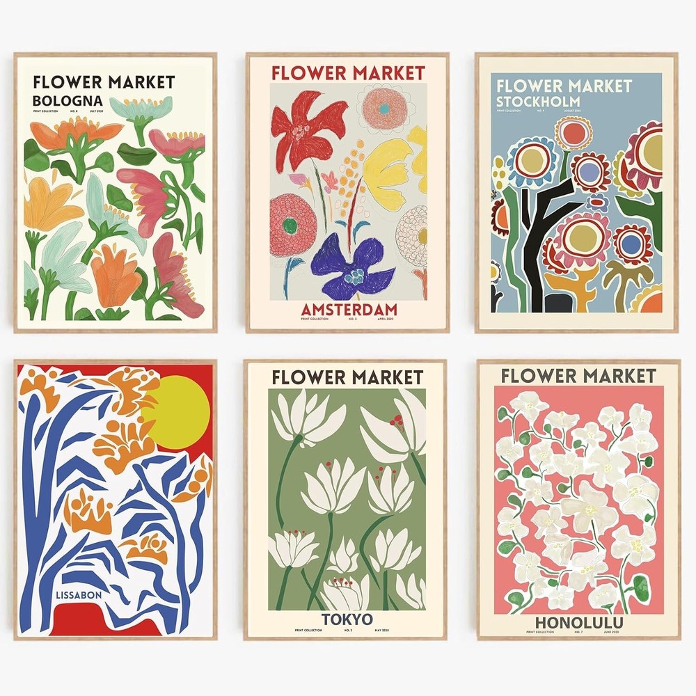 Flower Market Poster 8x12 Wall Art for Living Room Matisse Wall Art Boho Wall
