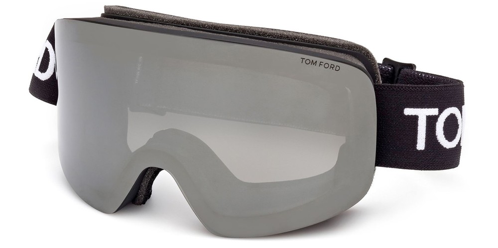 Tom Ford Black Shield Snow Goggles w/ Grey and Amber Lenses - FT1124 01C 0 Italy