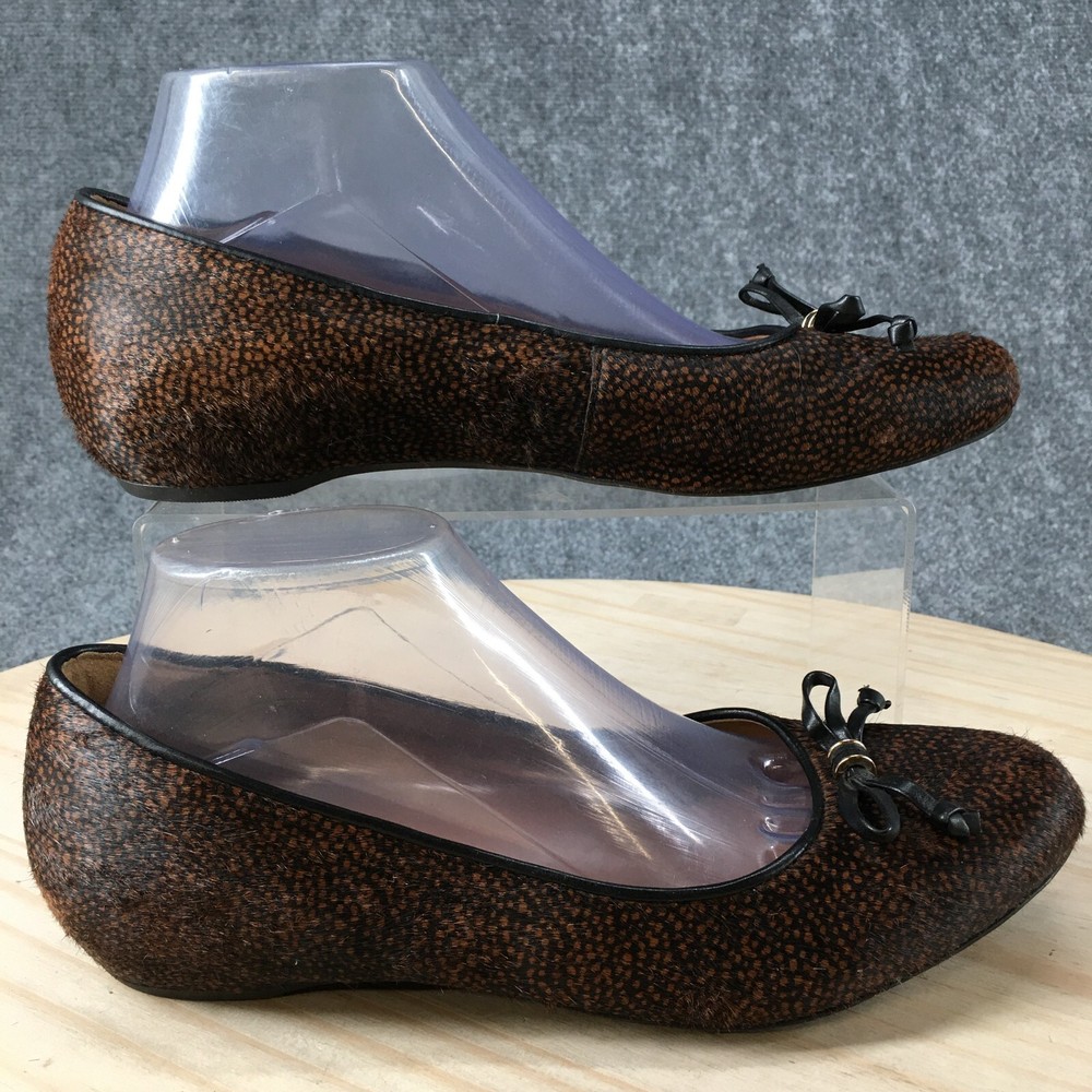 Clarks Shoes Womens 9.5M Alitay Giana Ballet Flats Bow Cheetah Print Brown Suede-image