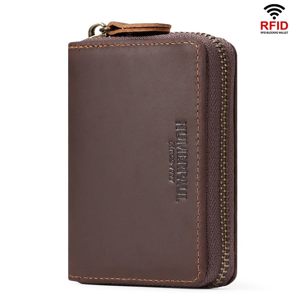 RFID Blocking Business Credit Card Wallet for Men with Zipper-image