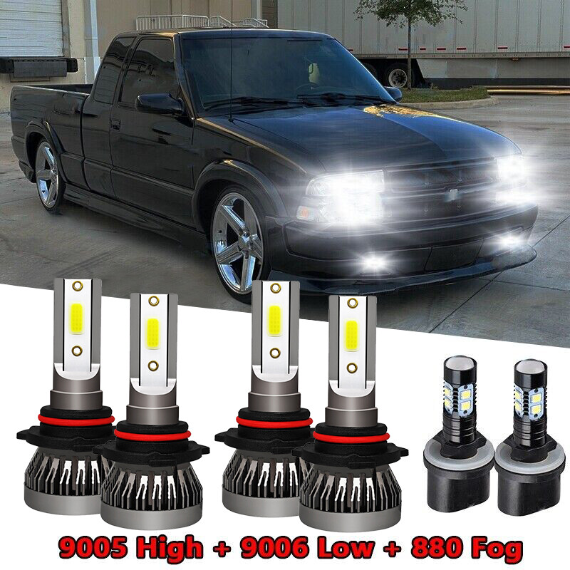 For Chevrolet S10 1998-2003 - LED Headlight Hi/Lo BEAM + Fog Light Bulbs Qty 6
