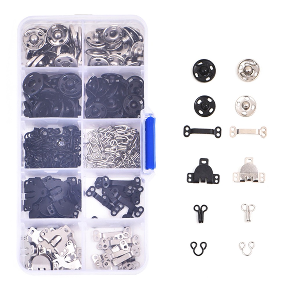 100 Pair 3 Styles Sewing Hook & Eye Closure Snap Fastener Clothing Fixing Tool