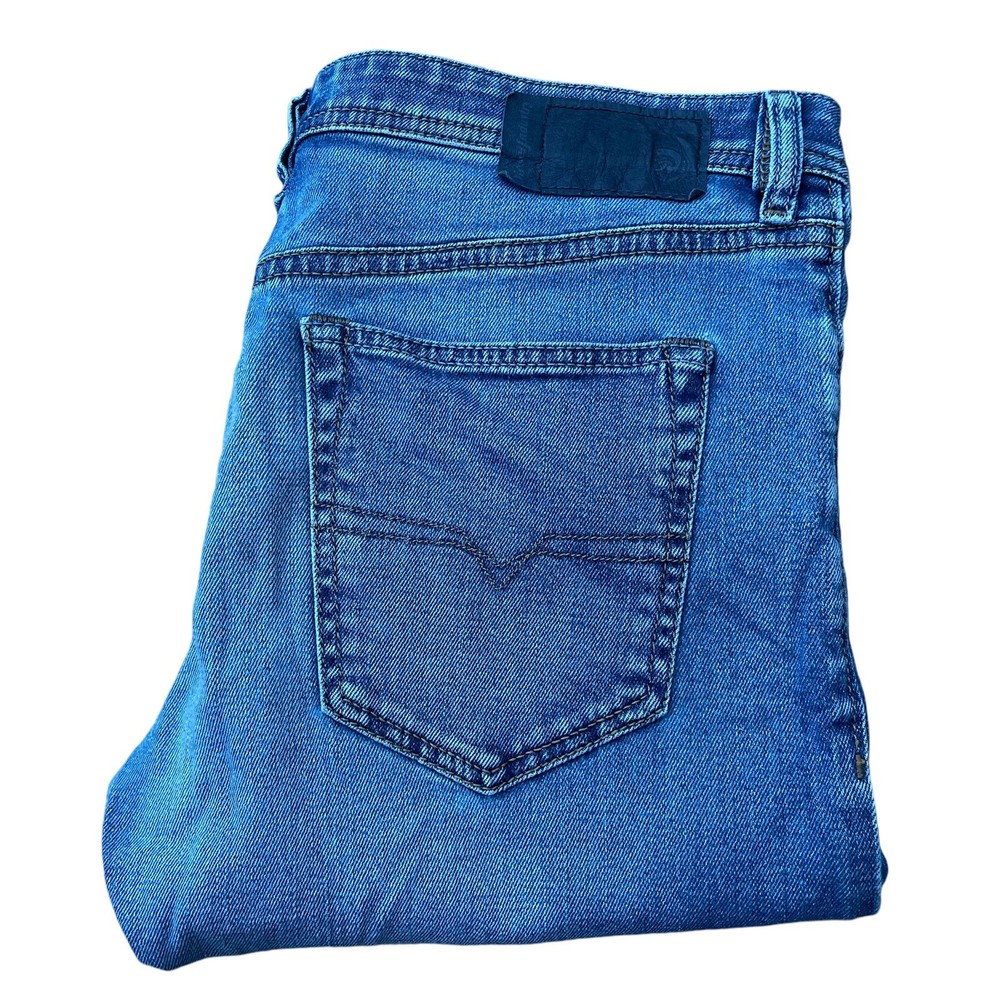 DIESEL Jeans Buster Mens Blue Slim Tapered Mid Wash Stretch Denim Italy W34 L32
