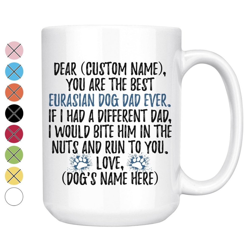 Custom Eurasian Dog Dad Coffee Mug for Spitz Owners