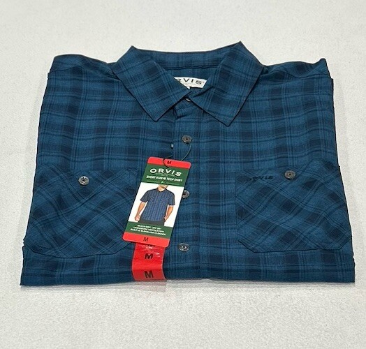 Orvis Men’s Short Sleeve Woven Tech Shirt, Blue, Size M