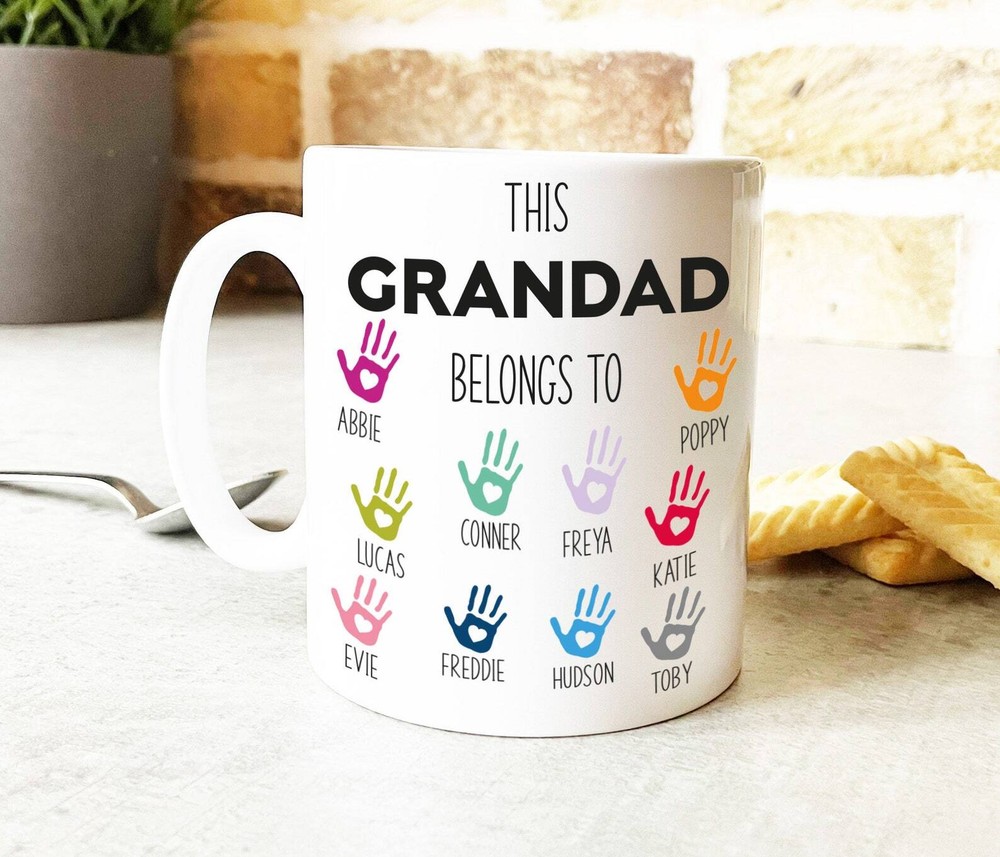 Personalised Grandad Mug Fathers Day Grandad Gift This Grandad Belongs To Handpr